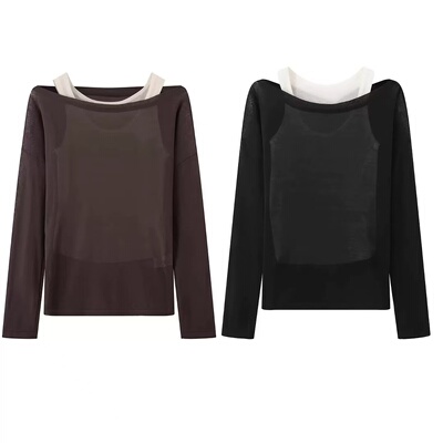 艾家商场同款2026春季新款时尚休闲长袖背心两件套针织衫女801139