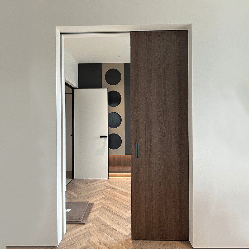 幽灵门推拉隐形门卧室门口袋门移门实木隔断门平移门无轨道推拉门