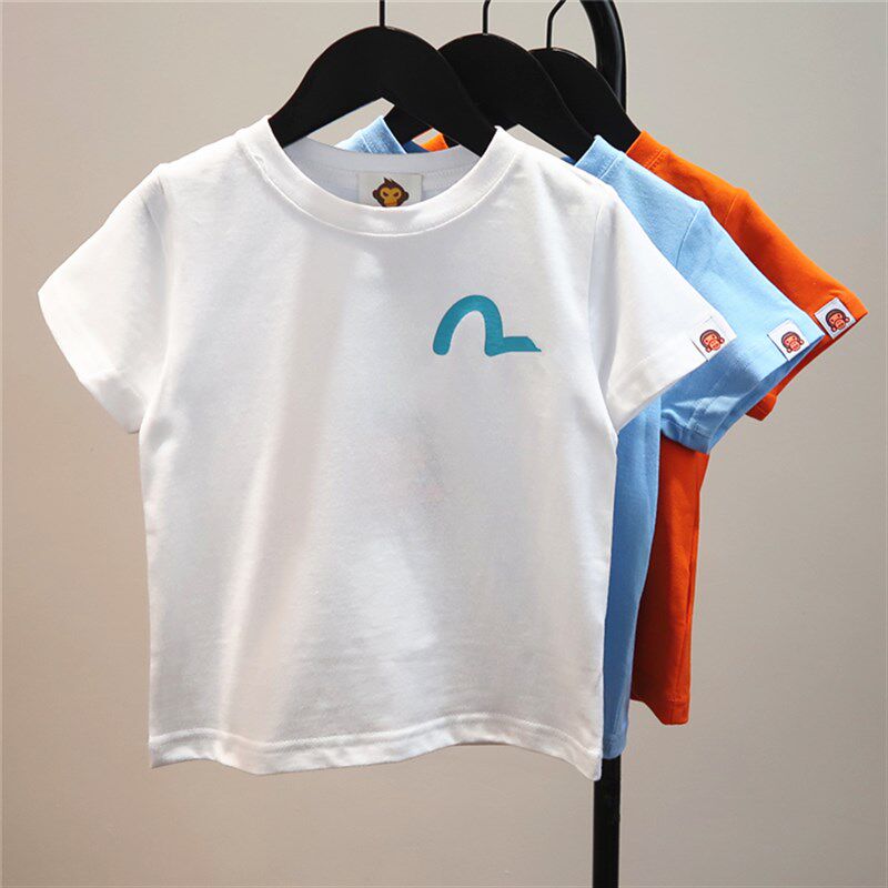 2024夏季男童女童潮牌纯棉卡通短袖T恤 宝宝宽松白色百搭半袖背心