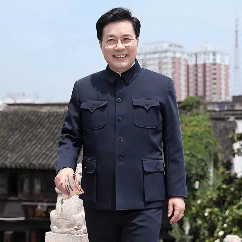 2024年新款春秋冬季中老年中山装套装爷爷衣服老年人中山服装爸爸