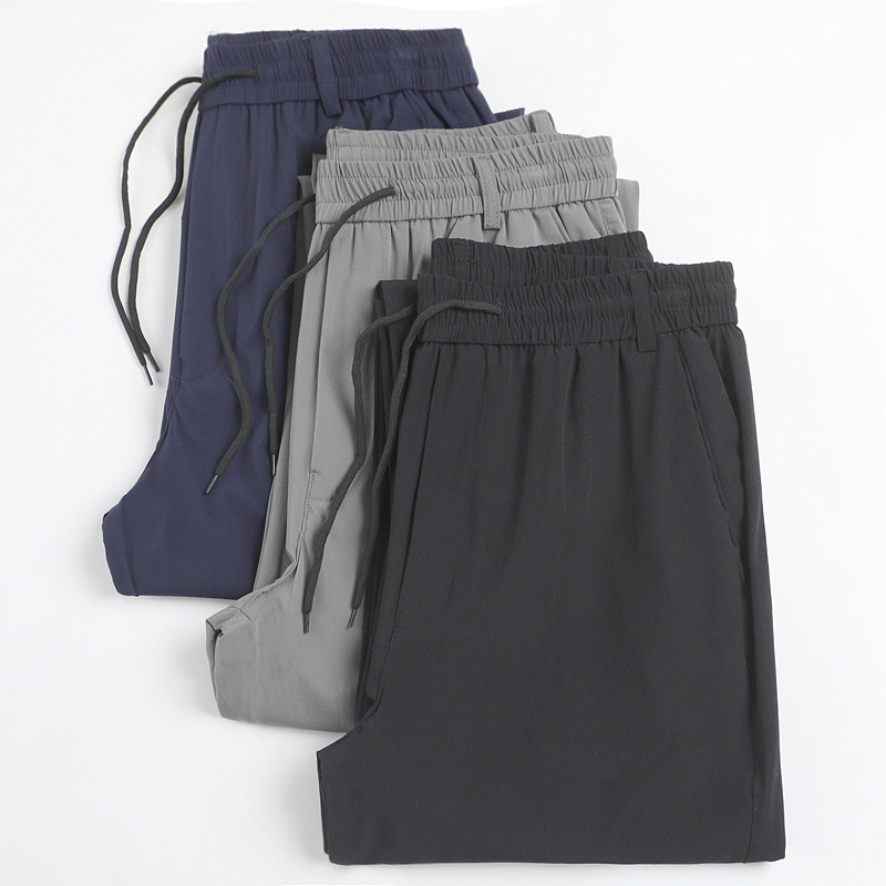 夏季薄款爸爸裤子冰丝速干中老年人男裤爷爷夏装中年男士休闲长裤