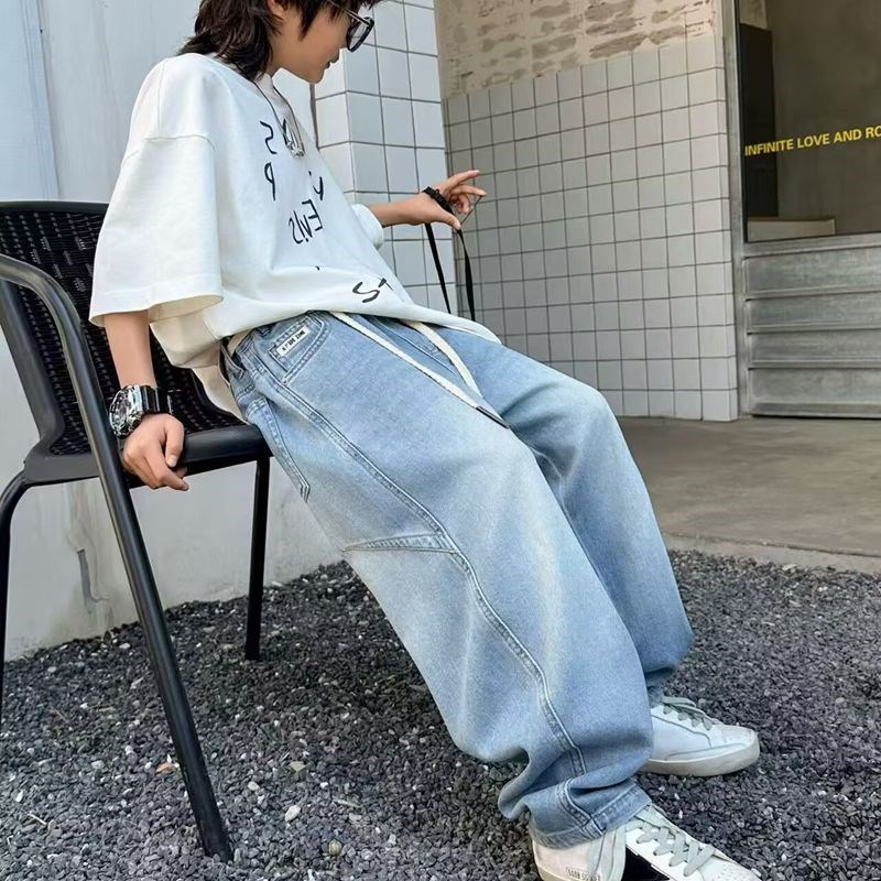 18024青少年软牛仔裤弯刀裤童装春夏款男女童休闲 裤长裤大童