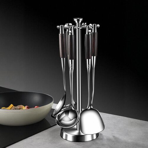 316不锈钢锅铲套装炒菜铲子厨具家用炒菜勺木柄汤勺漏勺加厚煎铲