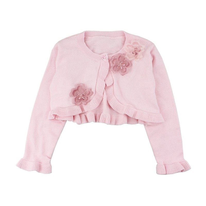 女童毛衣针织衫秋薄短款纯棉百搭潮婴儿童小孩外搭披肩女宝宝开衫