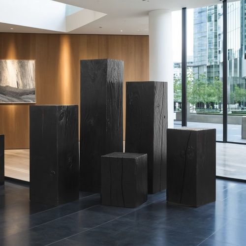 碳化黑木墩展示台地台方形立柱展台展示架花店产品陈列柜