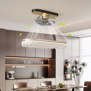 励昌家装灯饰轻奢意式餐吊灯风扇灯大气高级冰裂纹客厅餐厅风扇灯