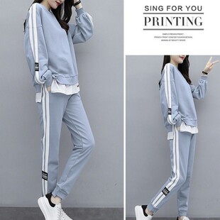 网红大码女装胖mm减龄洋气显瘦休闲卫衣萝卜裤子两件套装女秋冬潮