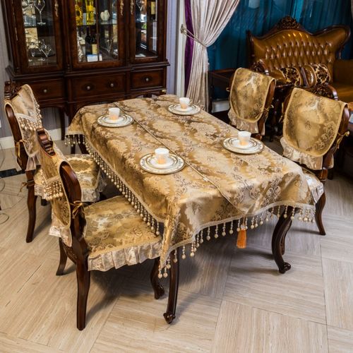 欧式餐桌布艺套装美式餐厅布艺客厅茶几台布定做圆桌布桌旗