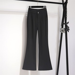 垂感黑色微喇西装裤女2025夏季薄款裤子显瘦高腰百搭通勤喇叭长裤