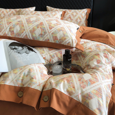 轻奢高级感全棉磨毛四件套纯棉加厚被套床单床笠2023X新款床上用