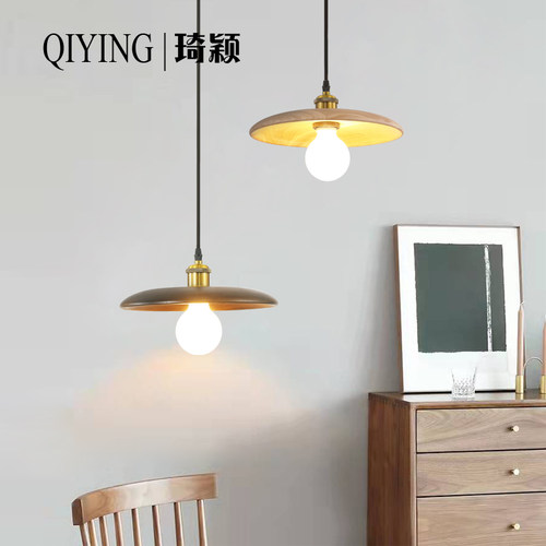 北欧日式原木吧台饭厅吊灯阳台过道床头火锅店草帽斗笠茶室禅意灯