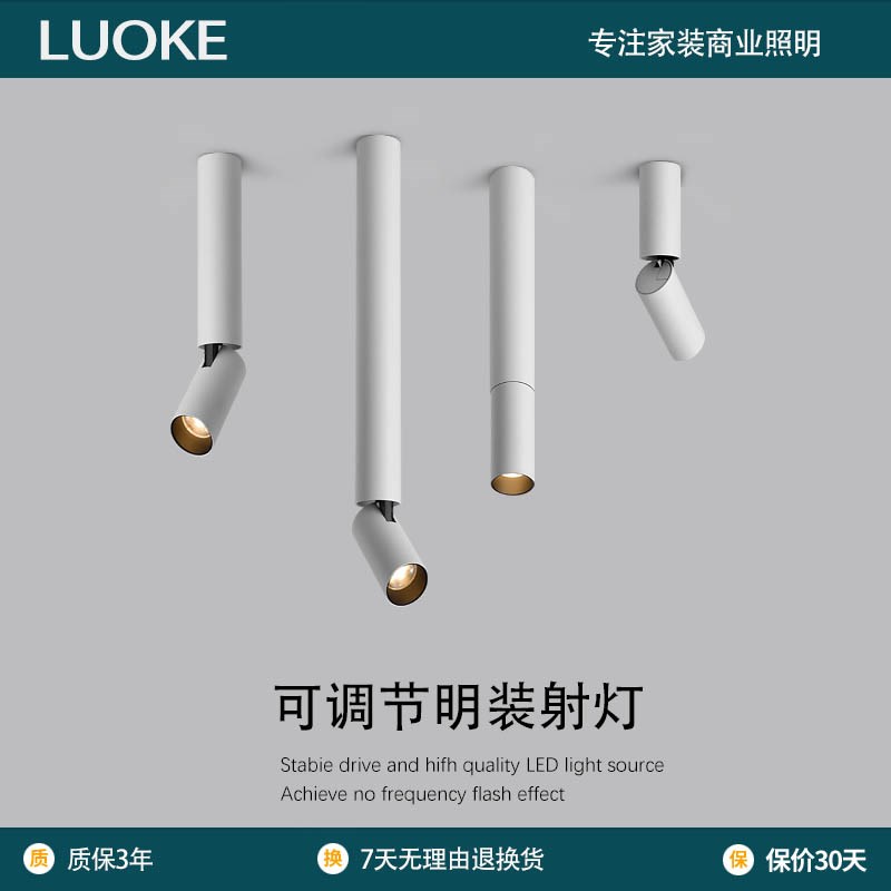 led圆柱形明装射灯加长筒灯可调角度吸顶式背景墙餐厅创意吧台灯