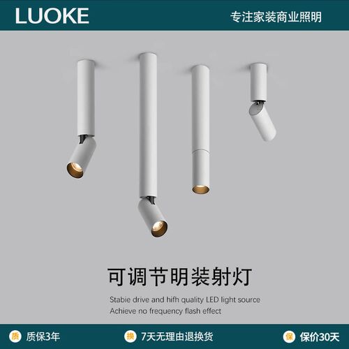 led圆柱形明装射灯加长筒灯可调角度吸顶式背景墙餐厅创意吧台灯