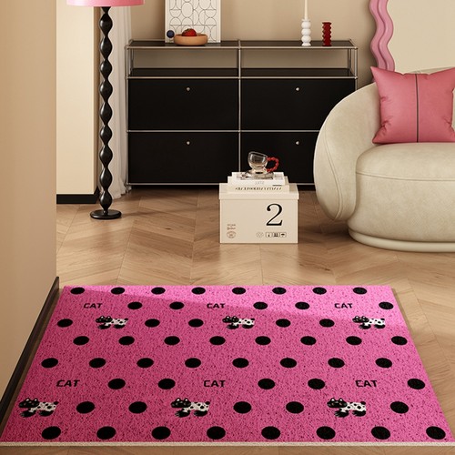 粉红波点猫地垫入户门垫进门玄关换鞋脚垫丝圈大门口室外蹭土地毯