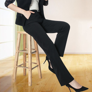 薄款 高腰黑色职业裤 宽松正装 直筒西装 小脚工作长裤 女夏季 大码 裤