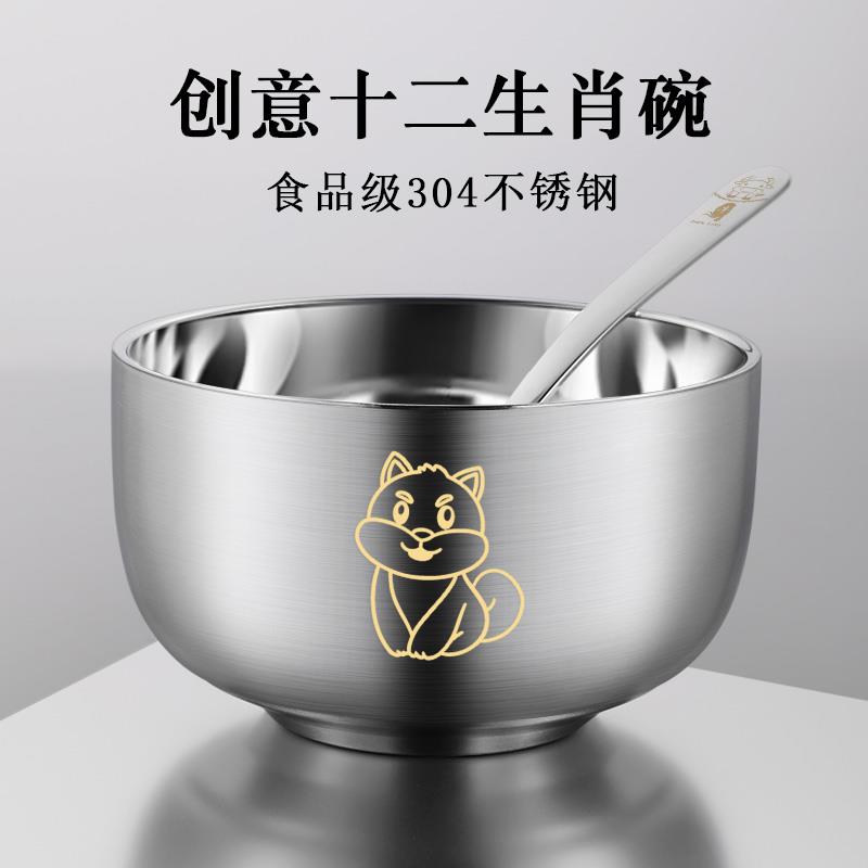 德国食品级碗筷勺子三件套不锈钢儿童防烫宝宝饭碗个人专用