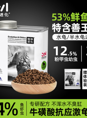 物种进化龟粮饲料善小颗粒上浮开口粮玉菌黄缘麝香剃刀龟冬季通用
