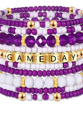 亚马逊跨境运动比赛日手链男女通用亚克力米珠字母GAMEDAY手链