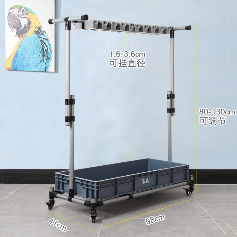 灰色落地拖把架可移动墩布架挂架复合管不锈钢架子酒店高端拖把架
