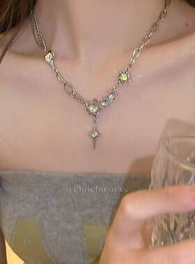 小众设计水滴月光石色项链ins风女潮高级感锁骨链冷淡风吊坠饰品