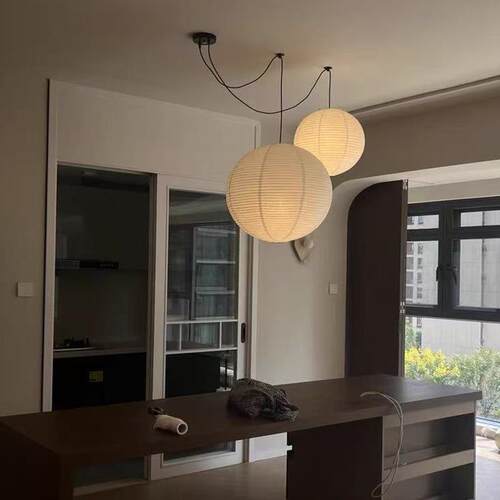 可位移客厅灯日式野口勇纸灯民宿卧室餐厅吊灯服装店吧台氛围吊灯