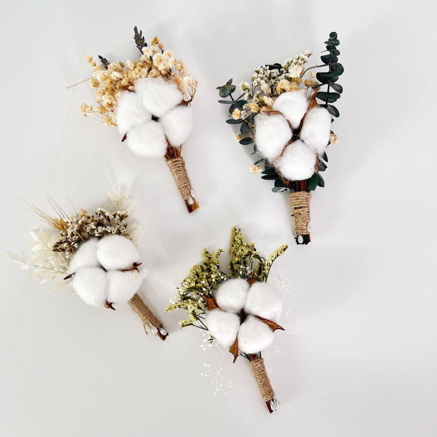 干花花束迷你结婚胸花伴郎新郎天然棉花混搭小花束成品礼盒礼品