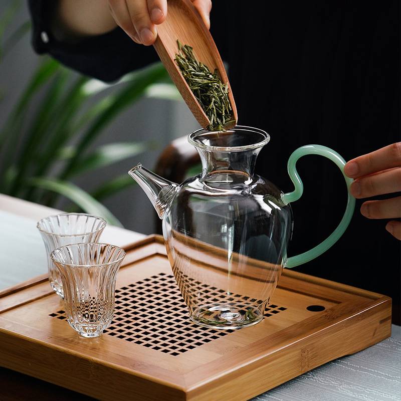 高硼硅玻璃茶壶绿茶仿宋才把玻璃茶壶茶艺茶具泡茶壶煮茶壶