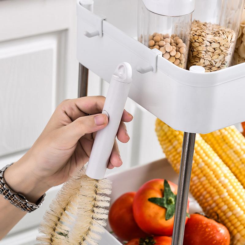 可移动厨房带轮侧边冰箱落地式缝隙小推车带挂钩收纳架夹缝置物架