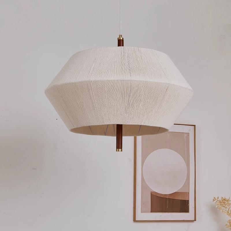 日式吊灯卧室书房格编织棉线实木吊灯灯具餐厅侘寂风茶室民宿吊灯