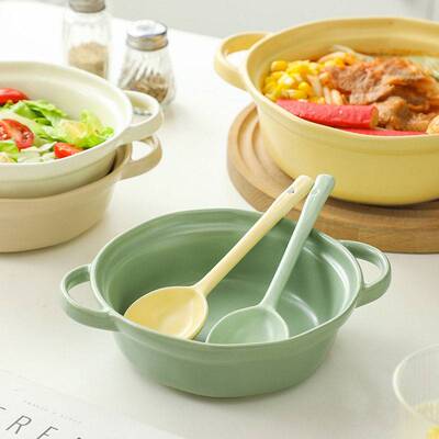 奶油色纯色日式双耳大汤碗陶瓷家用螺蛳粉碗泡面碗水果沙拉碗