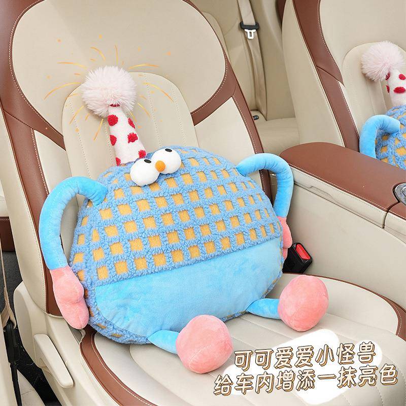小怪兽汽车头枕可爱卡通车用靠枕护颈枕萌趣多巴胺车载抱枕腰靠