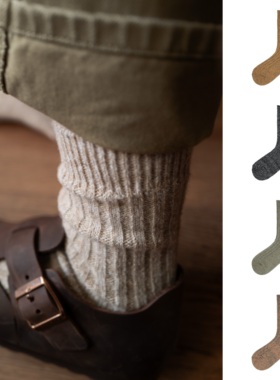 BigSocks混色羊绒保暖袜中筒袜家居睡眠袜复古配色秋冬穿搭厚实