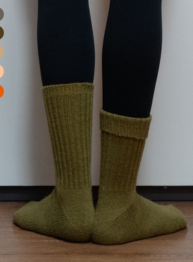 BigSocks加厚羊毛兔毛保暖中筒针织袜厚实秋冬复古男女粗针毛线