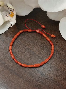 润石珠宝珊瑚手链管珠3*8mm左右  SL505035
