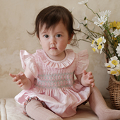sailors薄款 女宝爬服英伦夏季 粉色短袖 three 高端童装 打揽连体衣