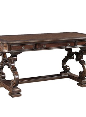 胡克hooker家具实木书桌美式仿古雕花办公电脑桌带抽储物桌高端