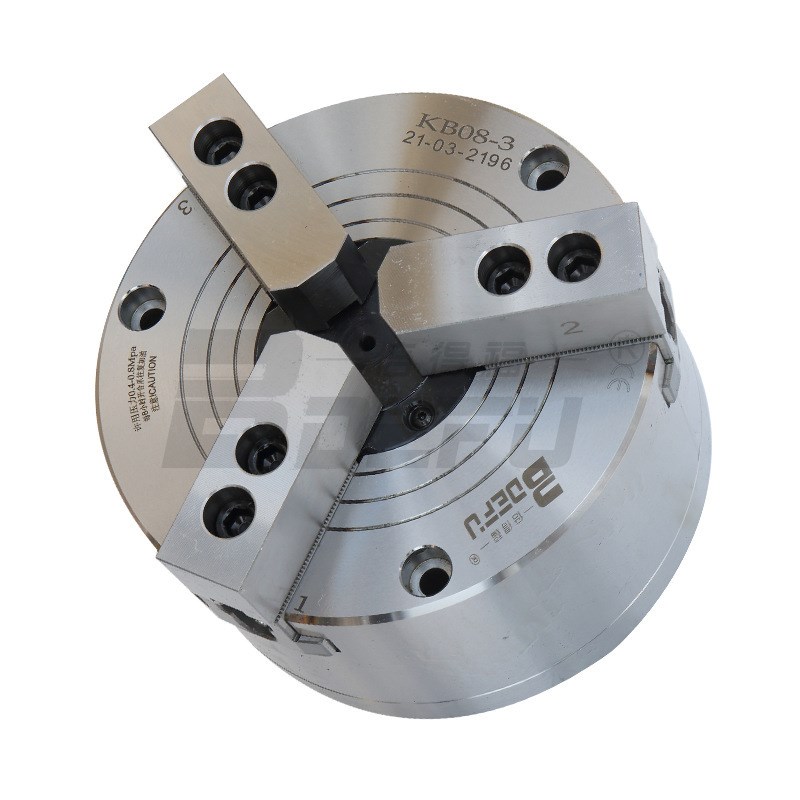 厂家供应半通孔气动三爪卡盘,车床三爪卡盘,KB06-3高精度卡盘