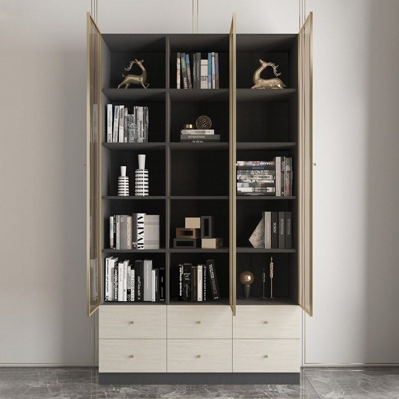 轻奢意式玻璃两门书架现代简约储物柜置物架简易三门书柜一体靠墙,商业/办公家具,大班台/主管桌,淘宝优惠券,粉丝福利购,淘宝优惠卷