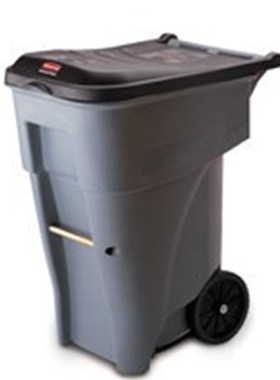 rubbermaid乐柏美可推式垃圾桶连桶盖 65加仑/246L灰色FG9W2100
