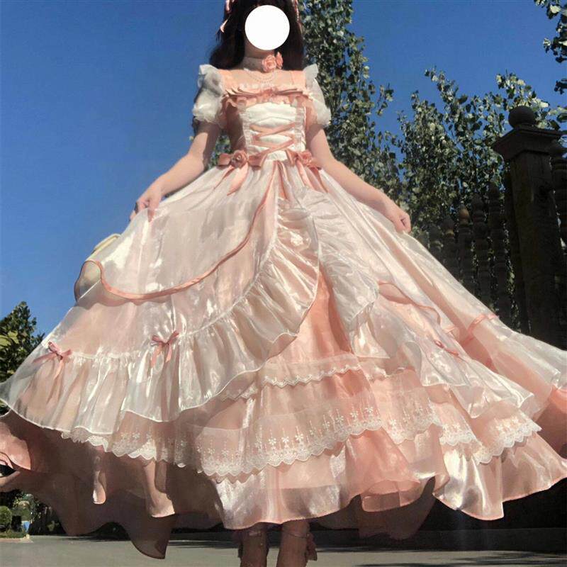 呜呼大裙子Lolita飞行日记公主裙粉色花嫁款式生日裙成人裙万圣节