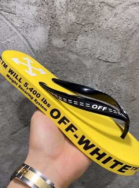 Off OcW White 2020春季新品 人字拖 潮男拖鞋 家用防滑 字母logo