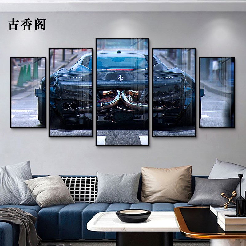 汽车主题挂画跑车壁m画客厅装饰画机车墙面装饰酒吧背景墙壁饰挂