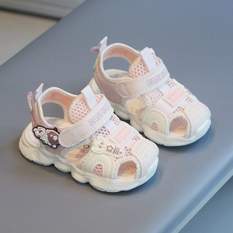夏季女宝宝0一4岁半鞋子夏款婴幼儿软底包趾凉Q鞋夏幼儿防滑学步