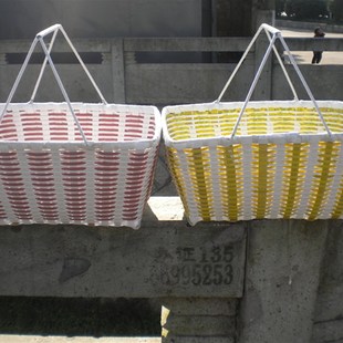 塑料篮手工编织 篮子 塑料 菜篮