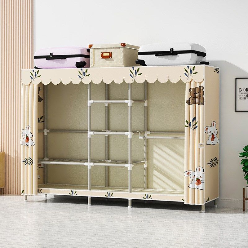 全钢架简易衣柜家用卧室布衣柜加厚喷漆钢管出租屋收纳布衣柜