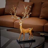 高端珐琅彩梅花鹿摆件新中式 轻奢客厅博古架酒柜书房柜家居装 饰