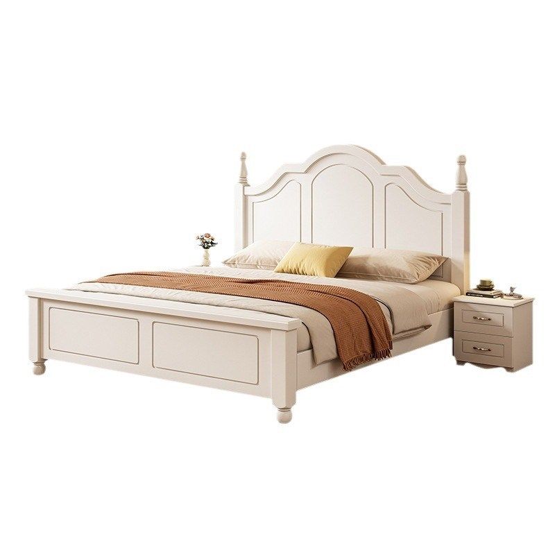 实木床现代简约主卧1米8双人床高端大气奶油风出租房用储物收纳床