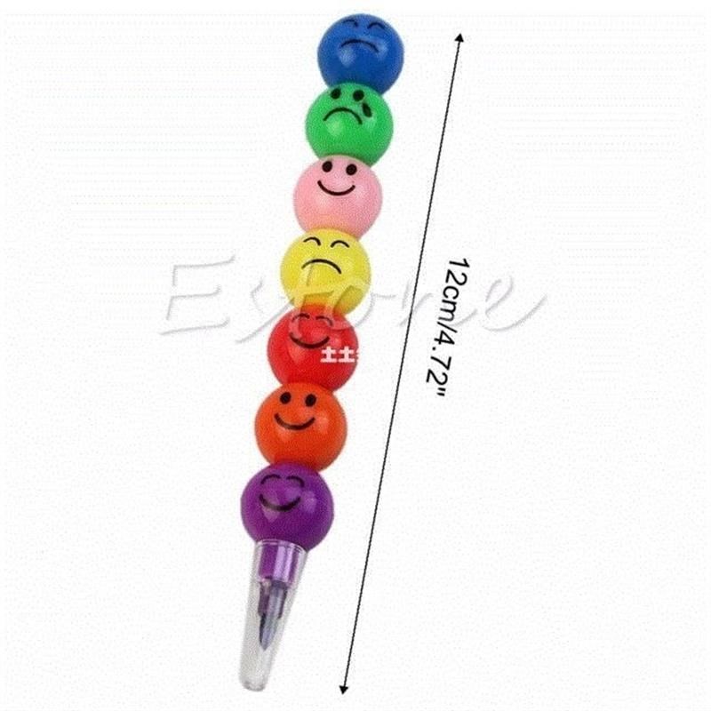 7 colors stacker swaps tip wax crayons pencil stationary set