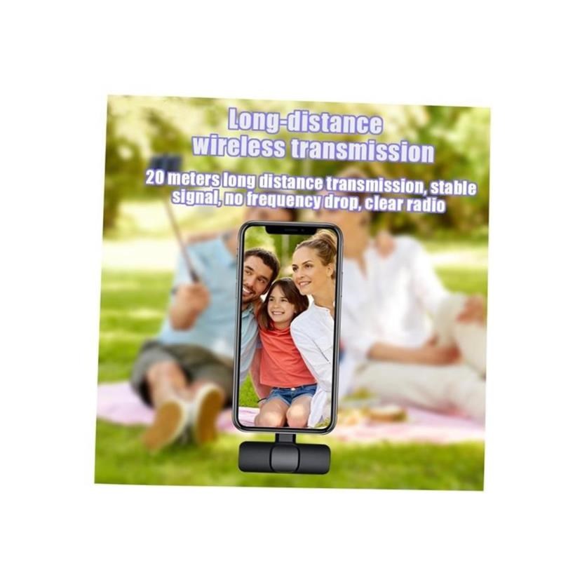 For iPhone Wireless Lavalier Microphone PortableT Audio Vide