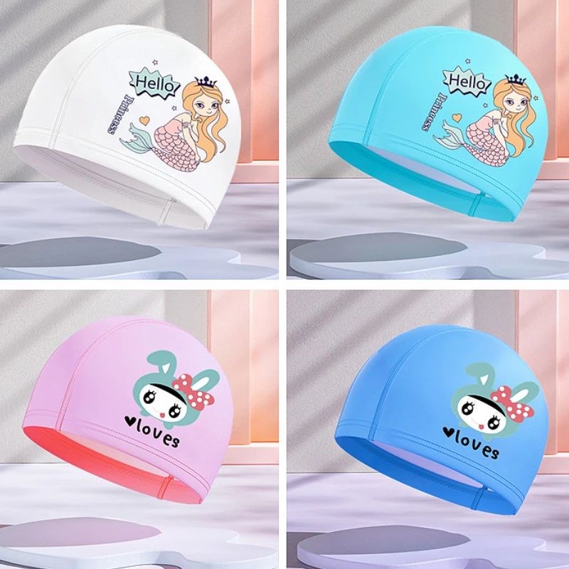 Cute Cartoon Soft Kid's Swimming Cap Boys Girls WatWerproof